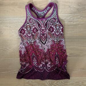 Athleta Tic Tac Toe Purple Paisley Racerback Tank